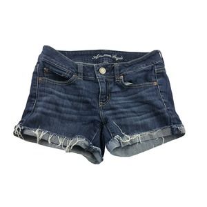 american eagle shorts sz 4 stretch raw hem Blue Jean Denim